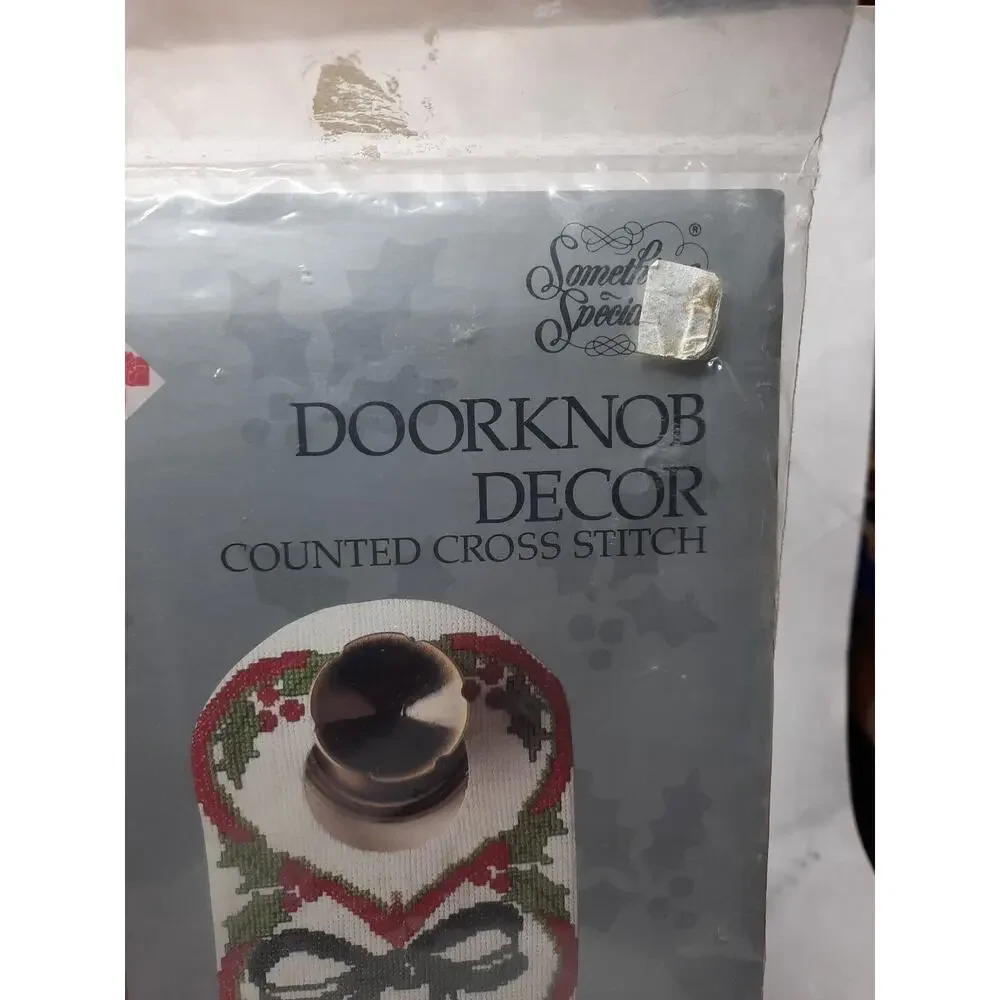 Vtg Candamar Something Special Counted Cross Stitch Doorknob Decor Joy and Noel